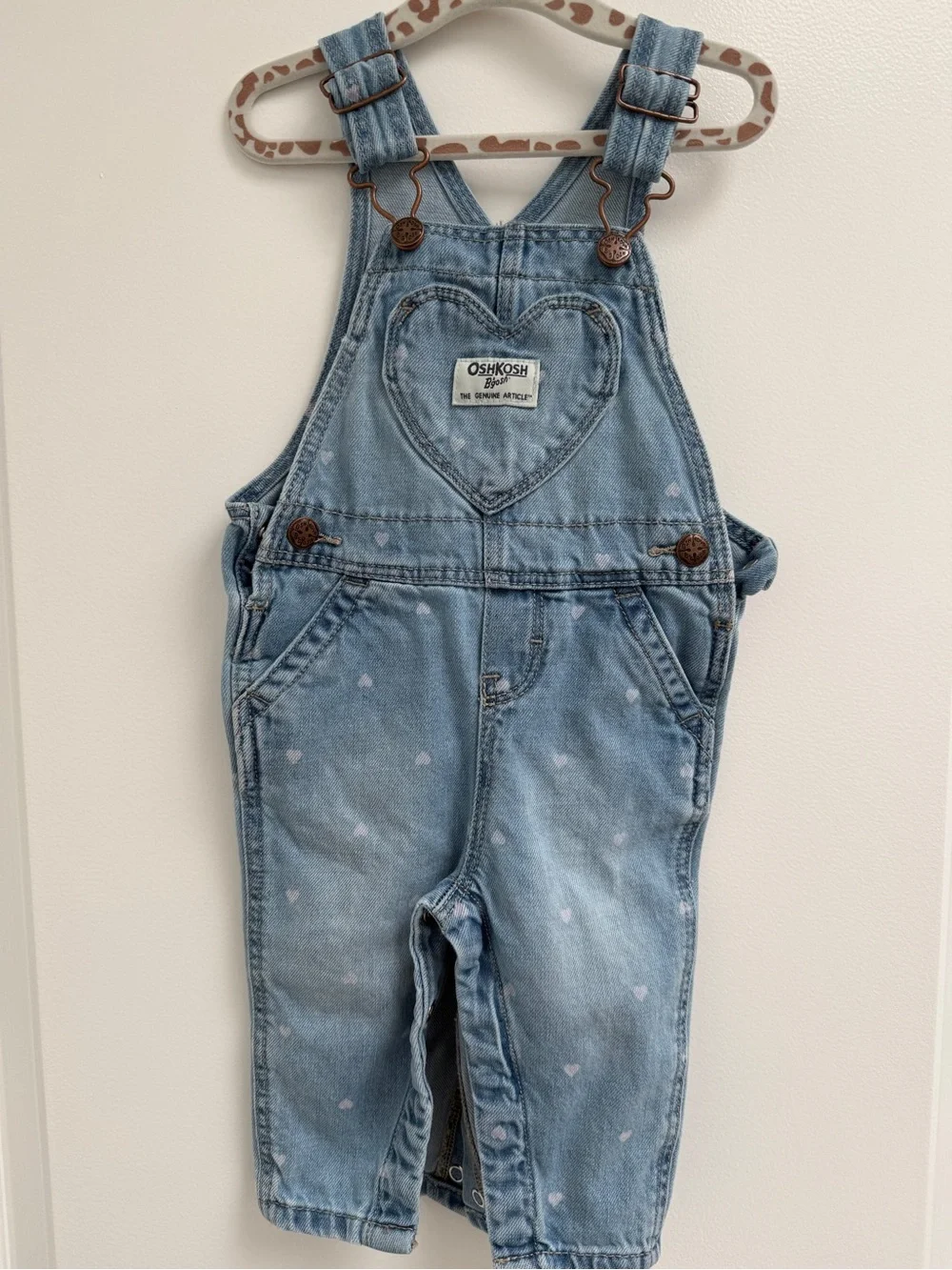 Osh Kosh Baby Heart-Print Knit Denim Overalls - Blue